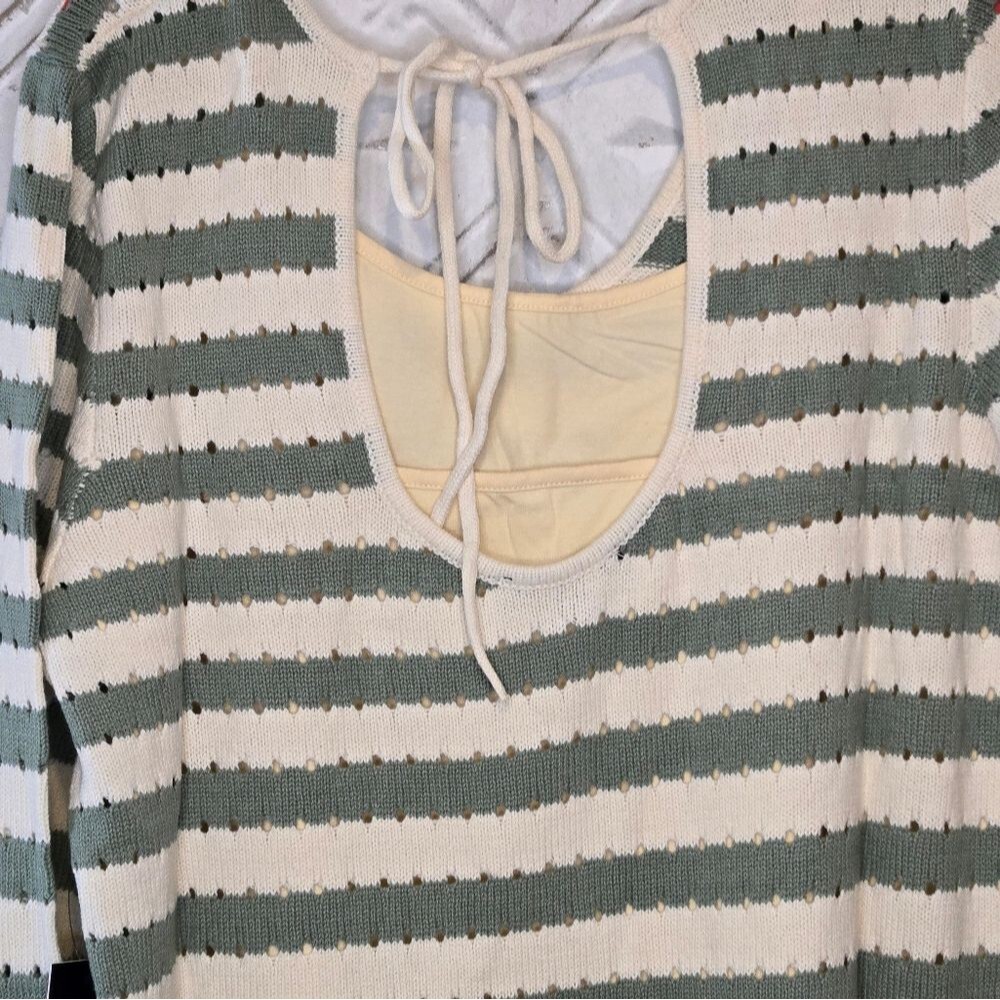 Women's Plus Striped Green Bay Sweater Dress Tie Back NWT Size 18/20 New - Picture 8 of 12